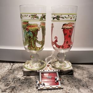 3/$39. Christmas glasses. Hand painted.